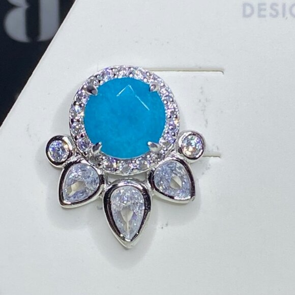 Genuine Amazonite on .925 Solid Sterling Silver Stud Earrings - Picture 3 of 4